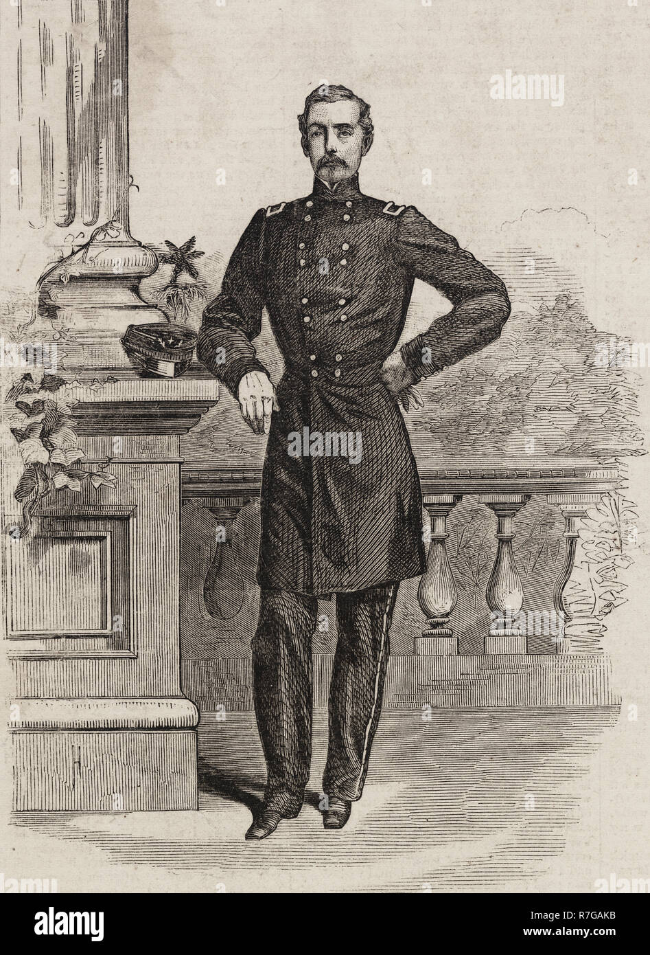 Pierre Gustave Toutant Beauregard, portrait en pied, debout, face à l'avant, en uniforme, vers 1861 Banque D'Images