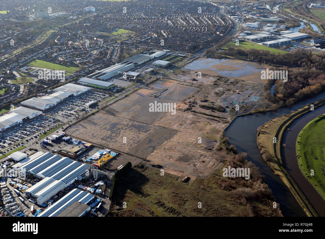 Vue aérienne du terrain de développement sur Wheatley Hall Road, Doncaster Banque D'Images
