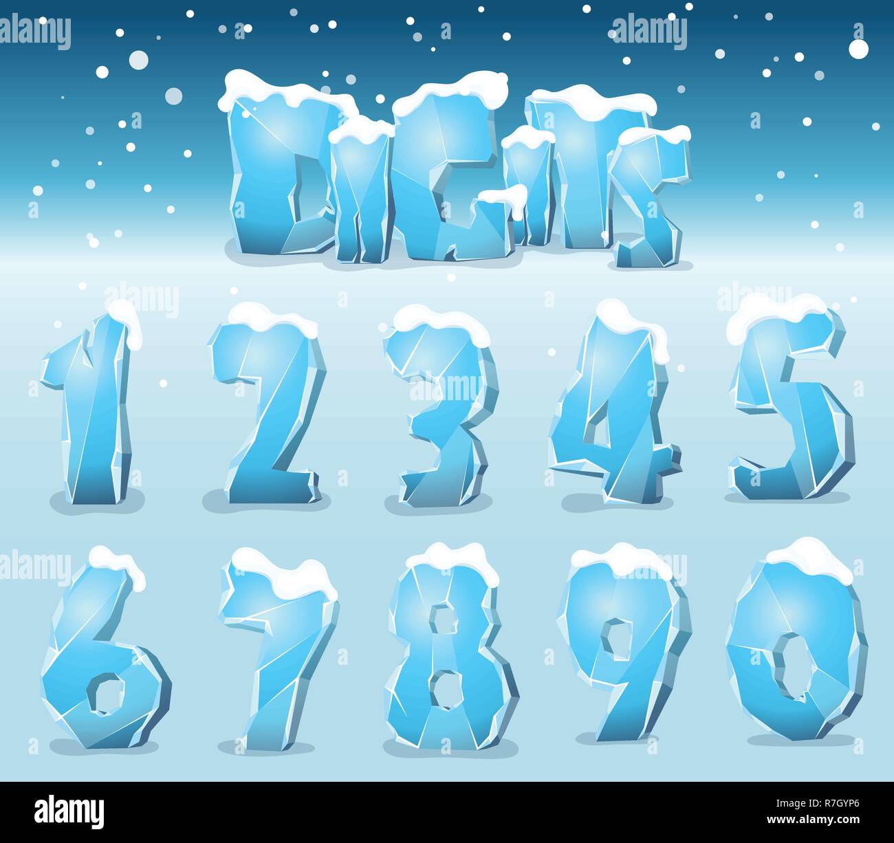 Chiffres de glace stylisé Illustration de Vecteur