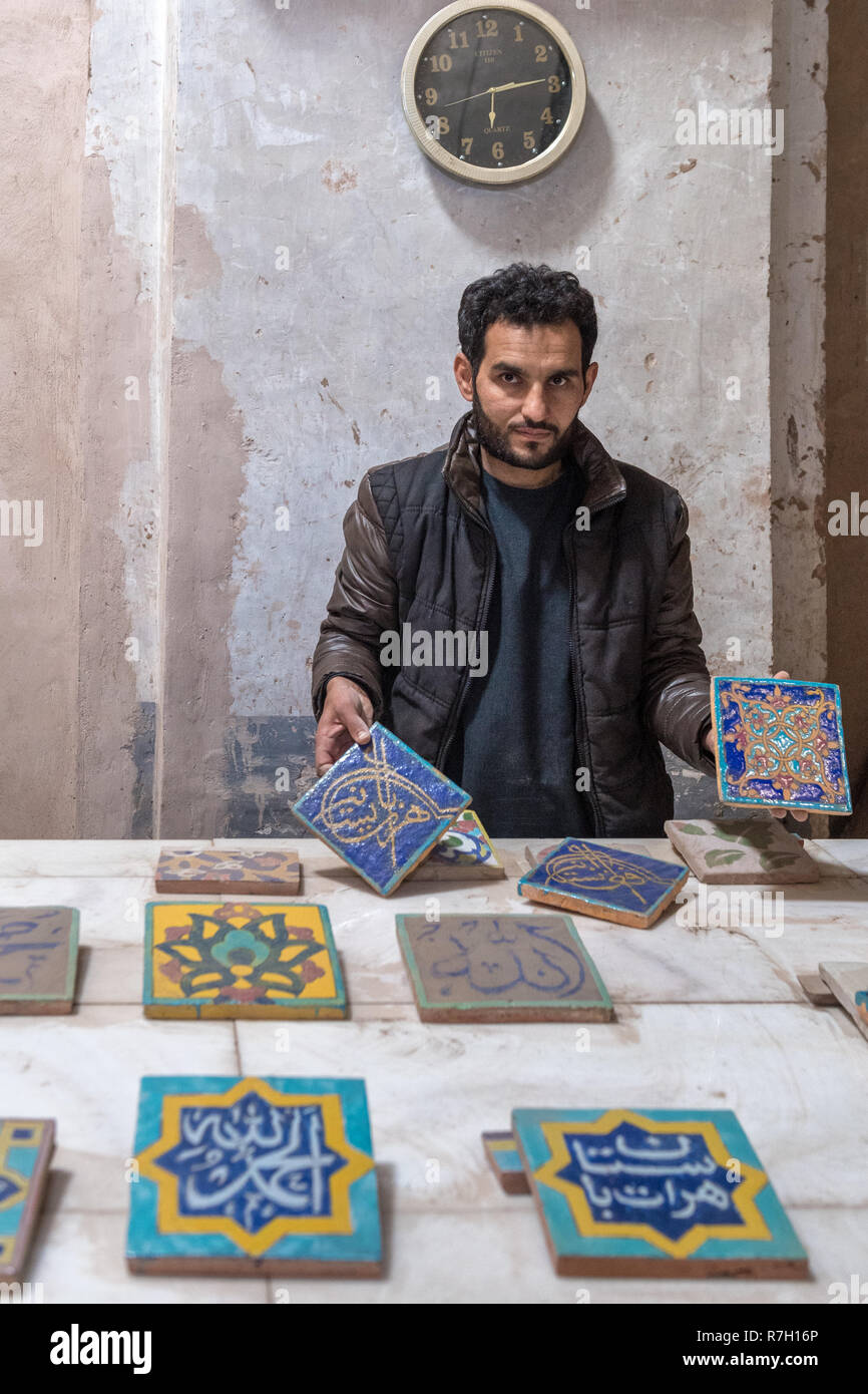 Tilemaker, Herat Vendredi Mosquée (Jami Masjid) ou central de la Mosquée Bleue, Herat, province de Herat, Afghanistan Banque D'Images