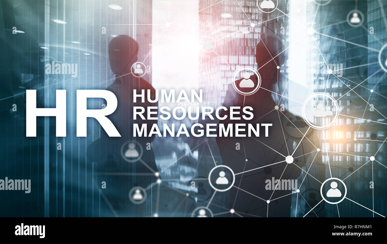 La gestion des ressources humaines, RH, Team Building et de recrutement concept sur fond flou. Banque D'Images