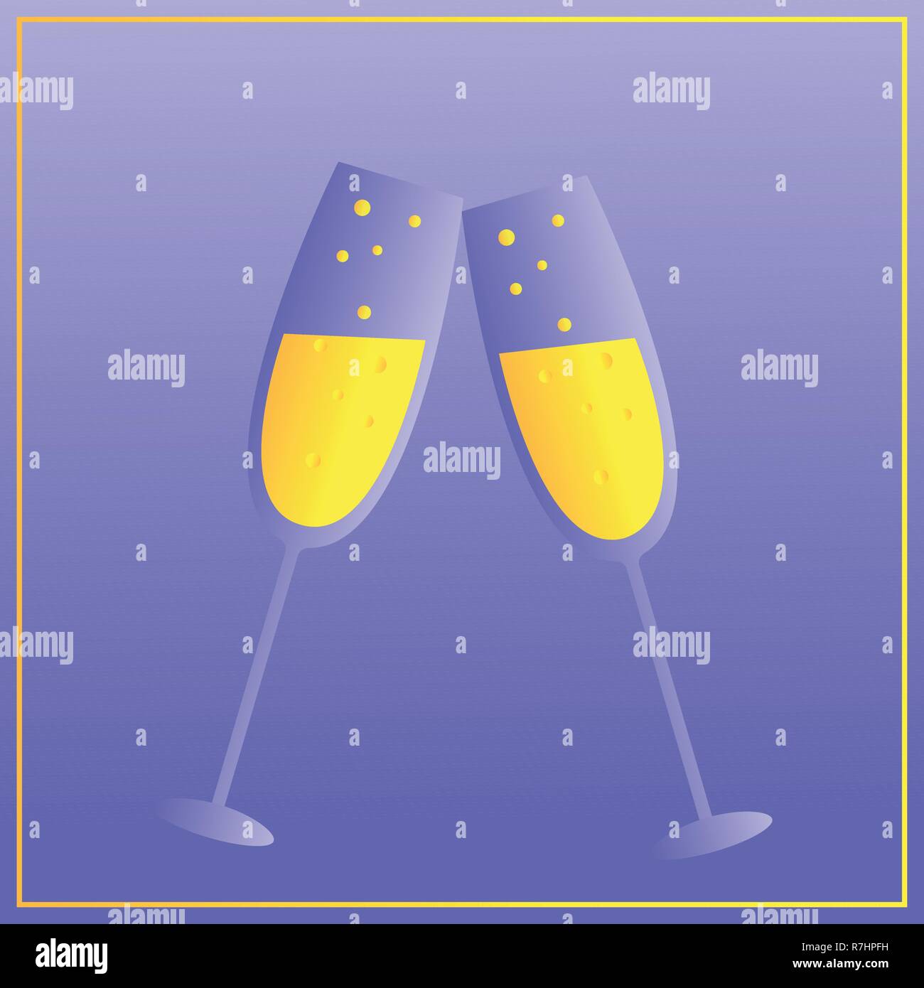 Deux verres de champagne. Joyeux Noël et Bonne Année concept. Vector Illustration Illustration de Vecteur