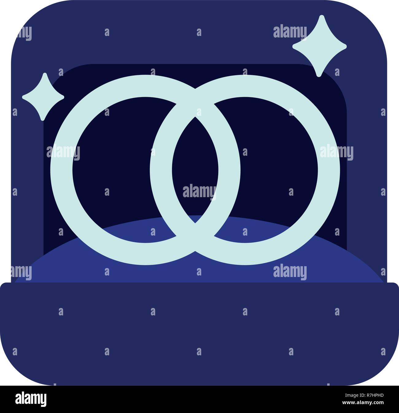 Deux anneaux d'enclenchement de platine dans la région de fort isolé sur fond blanc. Accessoires de mariage en bleu, symbole de l'amour éternel, de l'unité et de dévouement. Vector illustration d'anneaux symboliques proposition. Icône vecteur Illustration de Vecteur