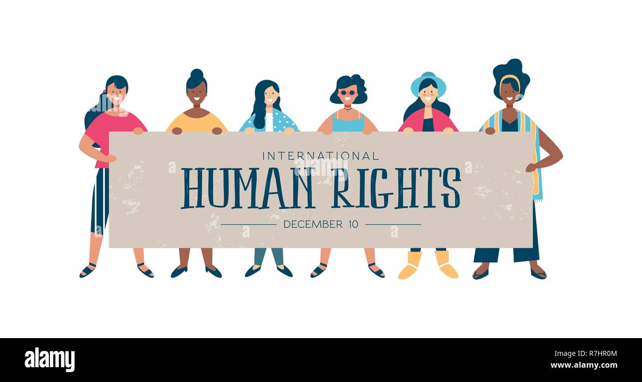 Mois international des droits de l'illustration pour l'égalité et de la paix mondiale avec divers groupes de femmes. Illustration de Vecteur