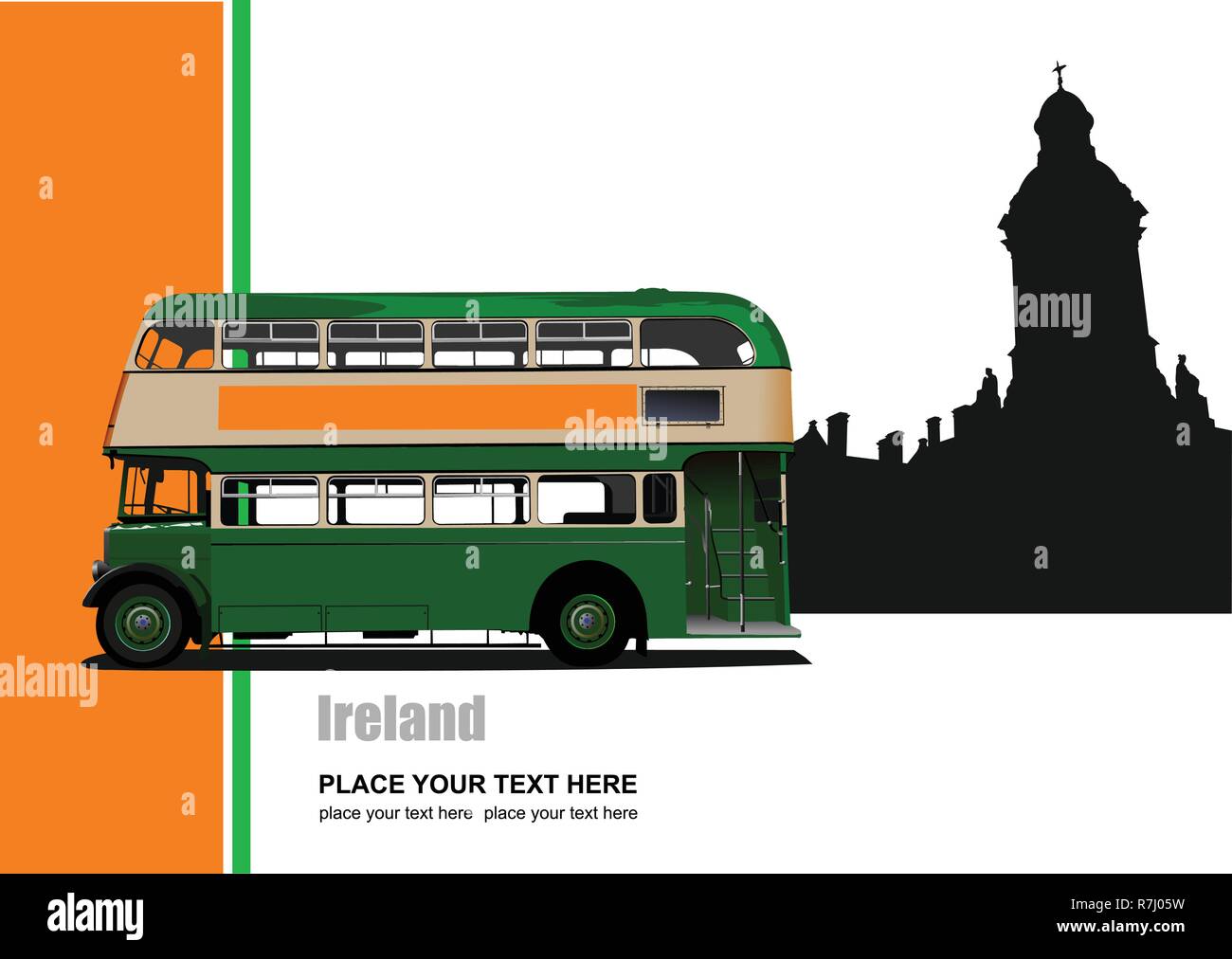 Vintage green bus illustration. Vector Illustration de Vecteur