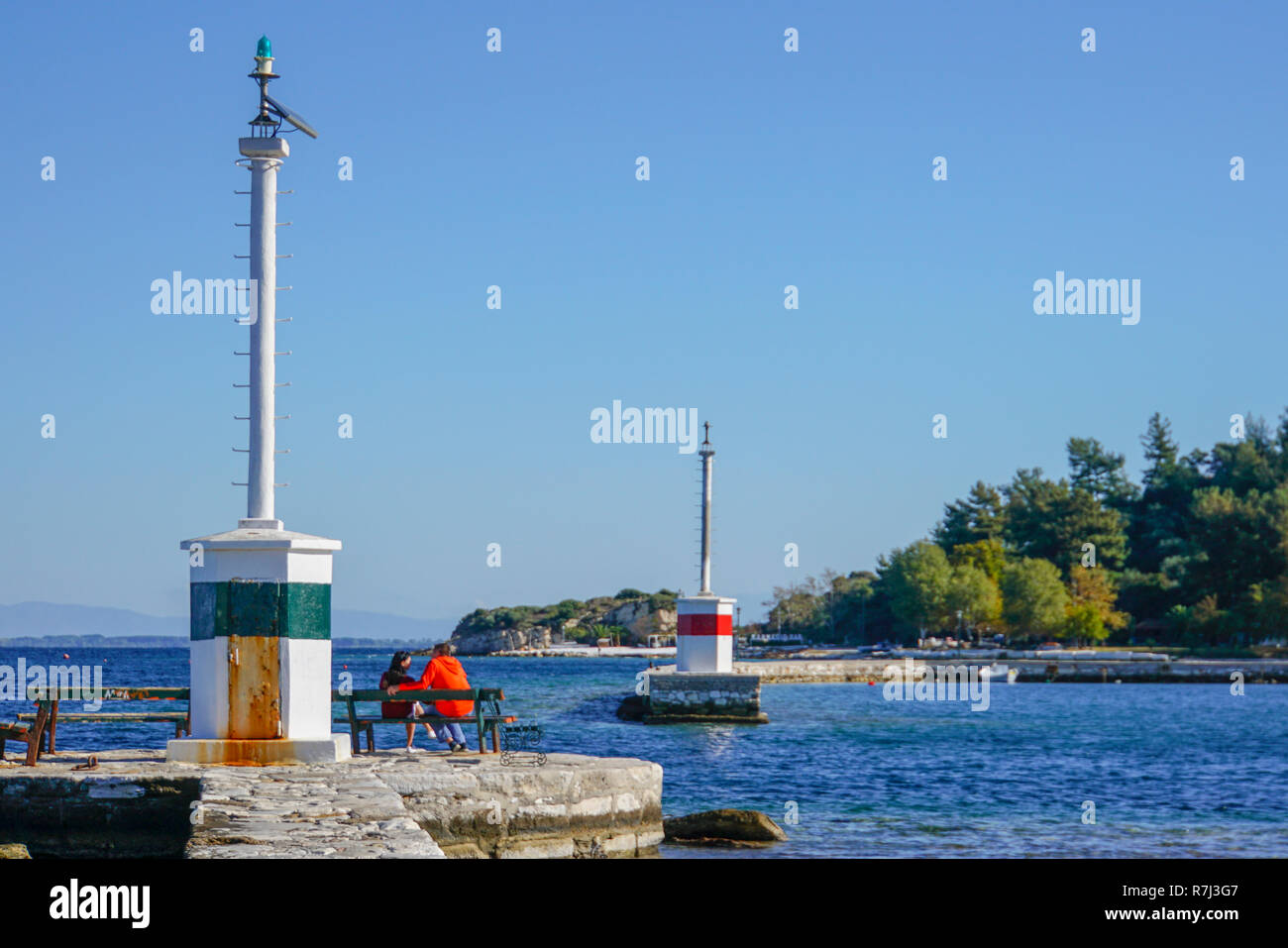 Jetée du port de Kavala, Grèce, Macédoine orientale Banque D'Images