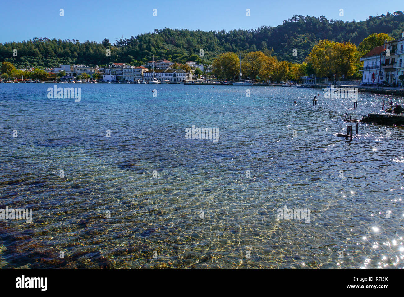 Jetée du port de Kavala, Grèce, Macédoine orientale Banque D'Images