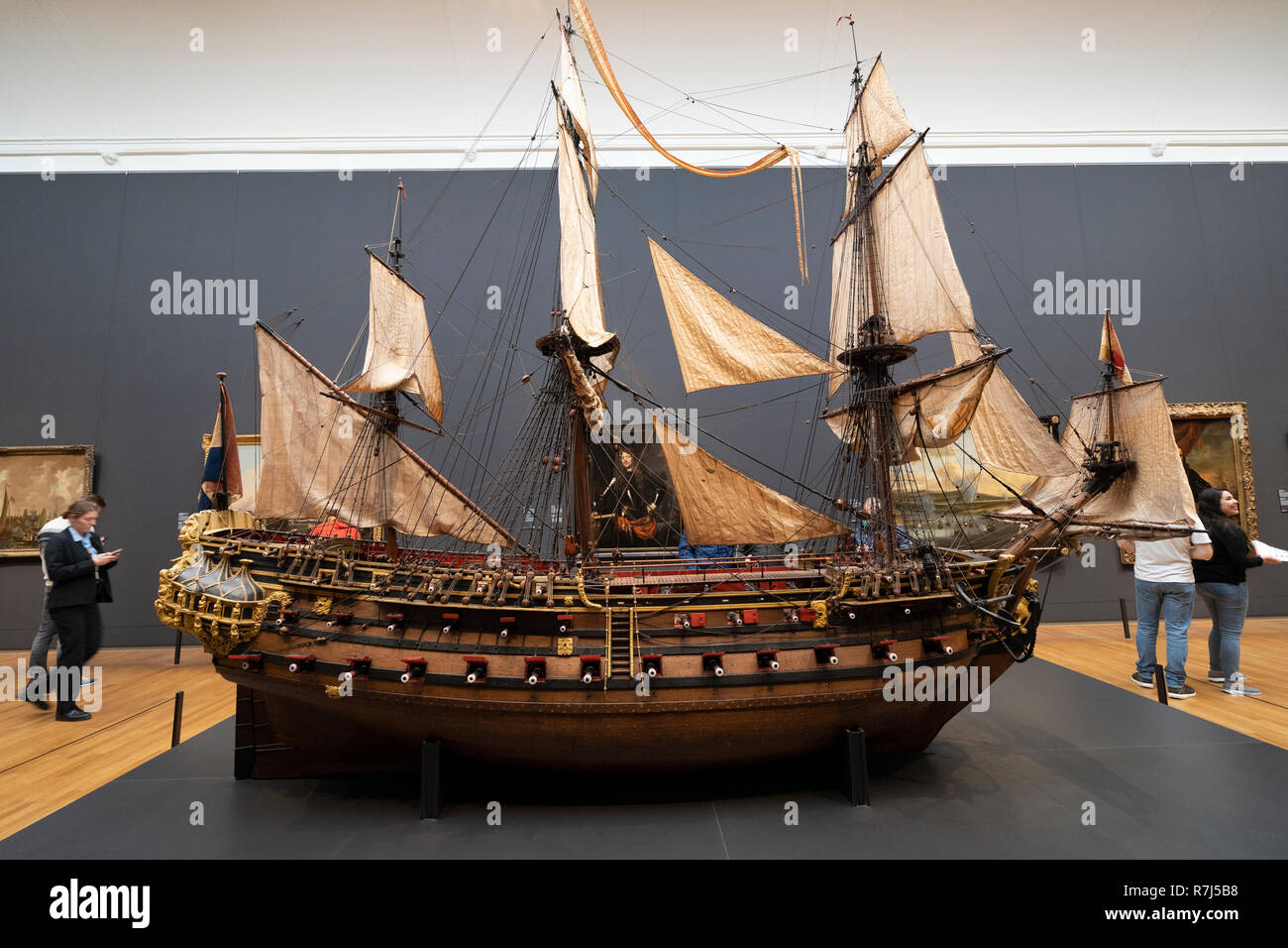 Modèle de la William Rex bateau au Rijksmuseum, Amsterdam, Pays-Bas. Banque D'Images