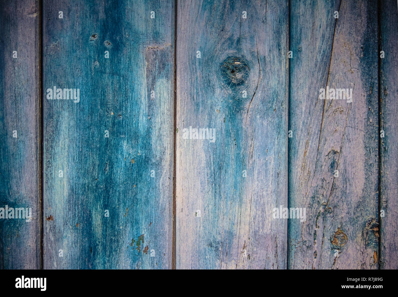 Peinture sur bois bleu blanchie - texture vintage en bois Banque D'Images