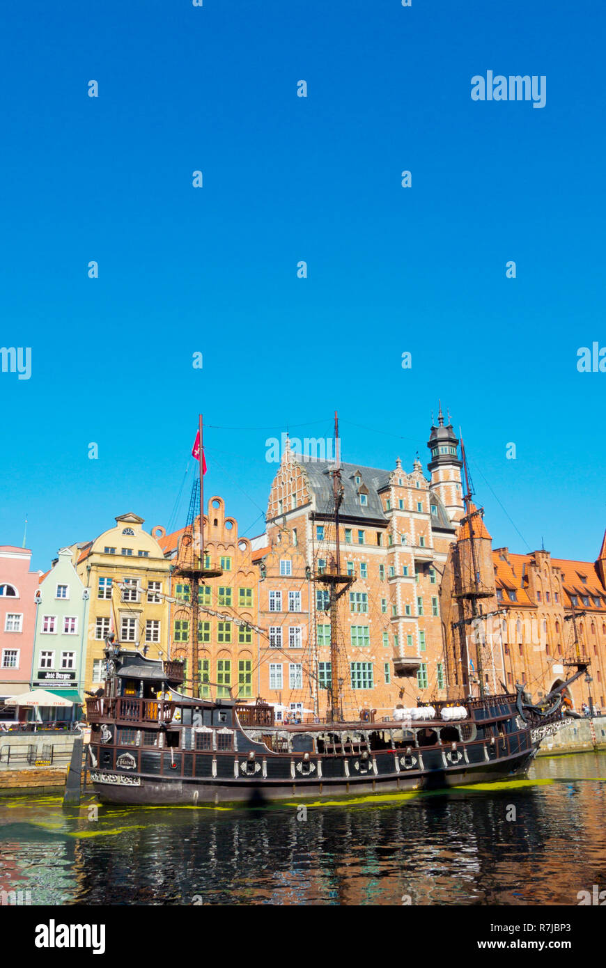 Bateau de pirate, centrale, Motlawa Gdansk, Pologne Banque D'Images