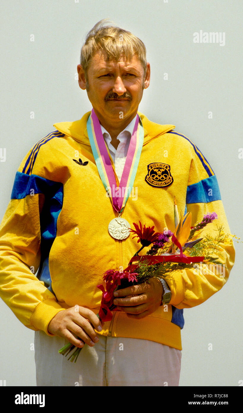 RAGNAR SKANÅKER avec une médaille d'argent au podium en jeux olympiques d'été de 1920 à Los Angeles en 1984.Il a participé à six Jeux Olympiques. Banque D'Images