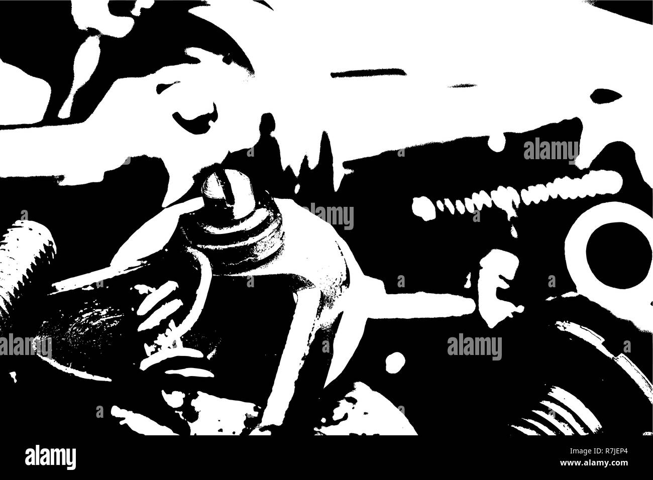 Résumé fond noir et blanc, vintage grunge texture pattern Banque D'Images