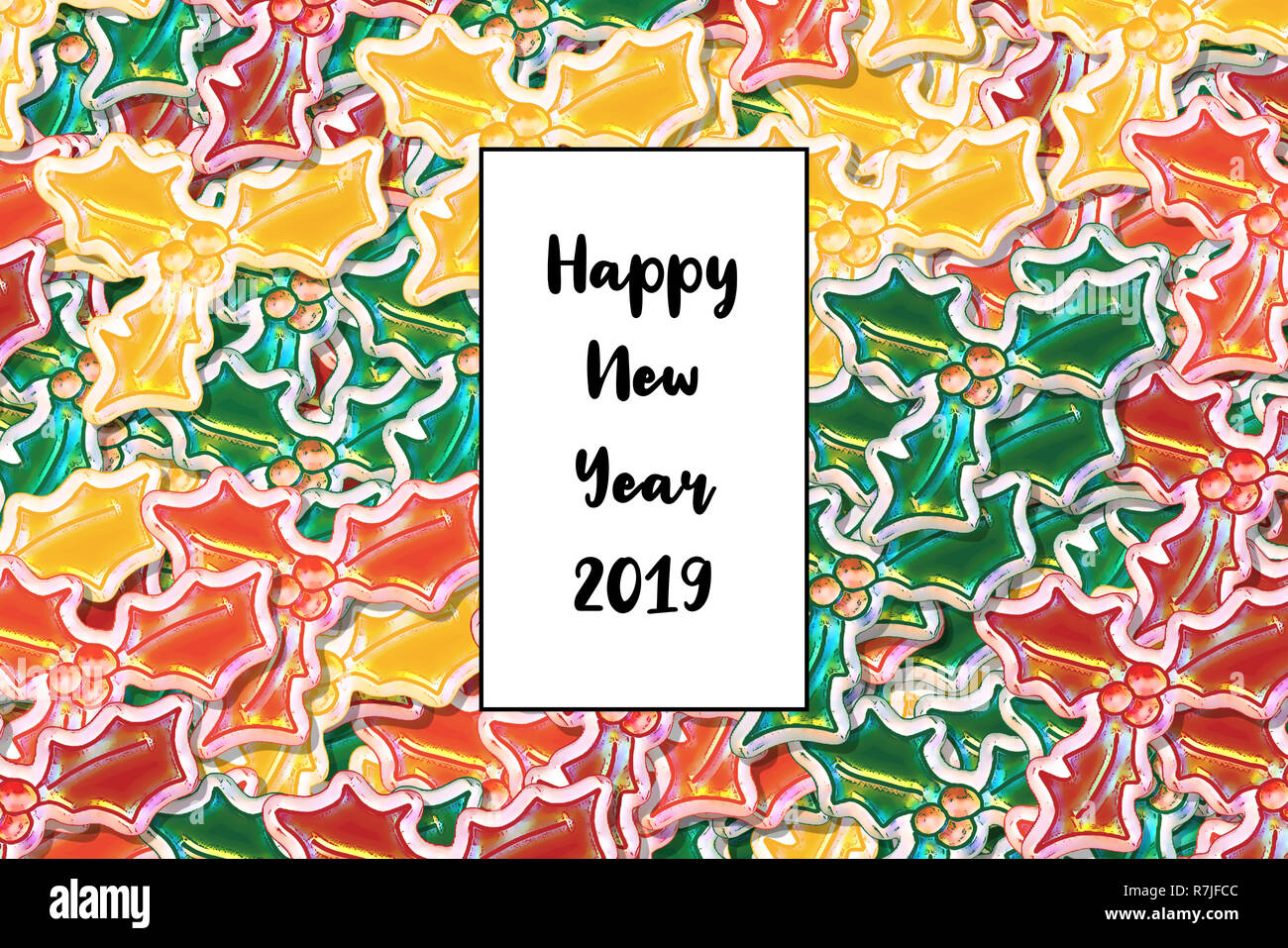 Bonne Annee 19 Carte De Bonne Annee En Anglais Avec Des Feuilles De Houx En Arriere Plan Photo Stock Alamy Bonne Annee 19 Carte De Bonne Annee En Anglais Avec Des Feuilles De Houx En Arriere Plan Photo Stock Alamy