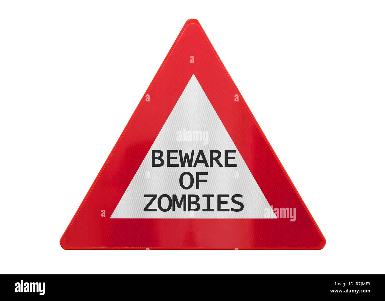 Panneau de circulation isolés - Méfiez-vous des zombies - On white Banque D'Images