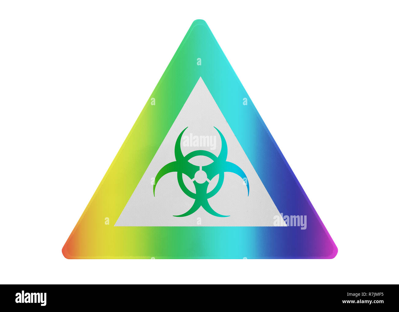 Panneau de circulation isolés - Biohazard - Isolé et de couleur arc-en-ciel Banque D'Images