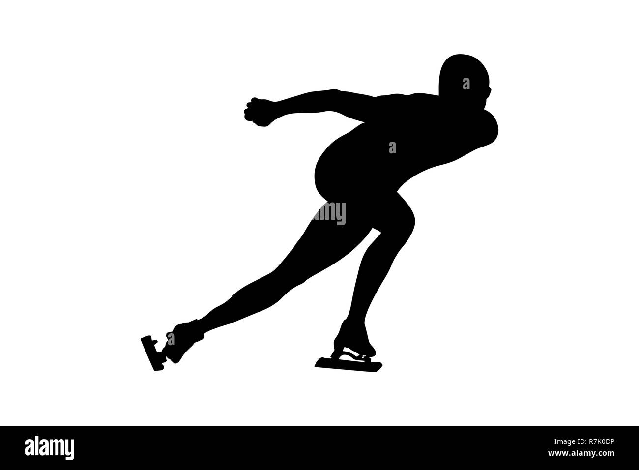 L'athlète de patinage de vitesse patinage homme silhouette noire Banque D'Images