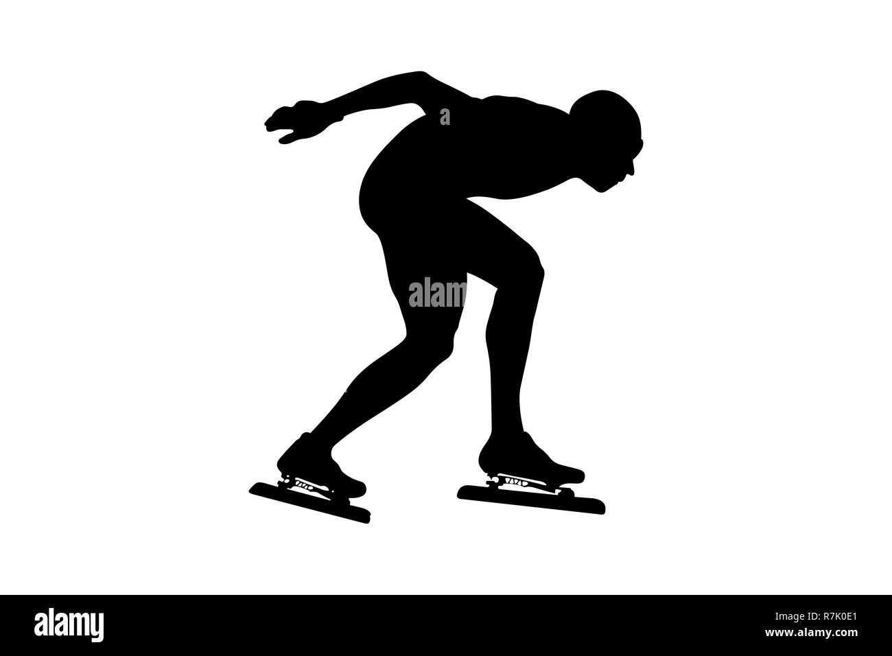 Silhouette noire sport patinage patineur athlète homme Banque D'Images