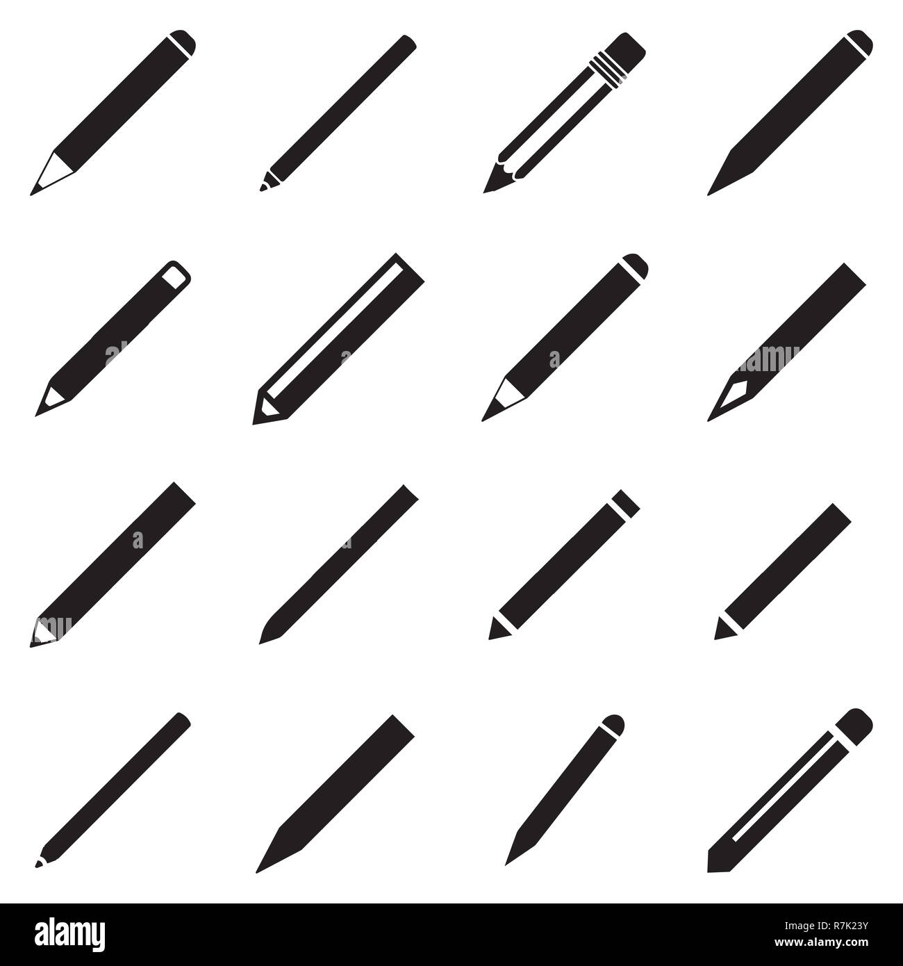 L'icône de crayon longue noir parfait vecteur Banque D'Images