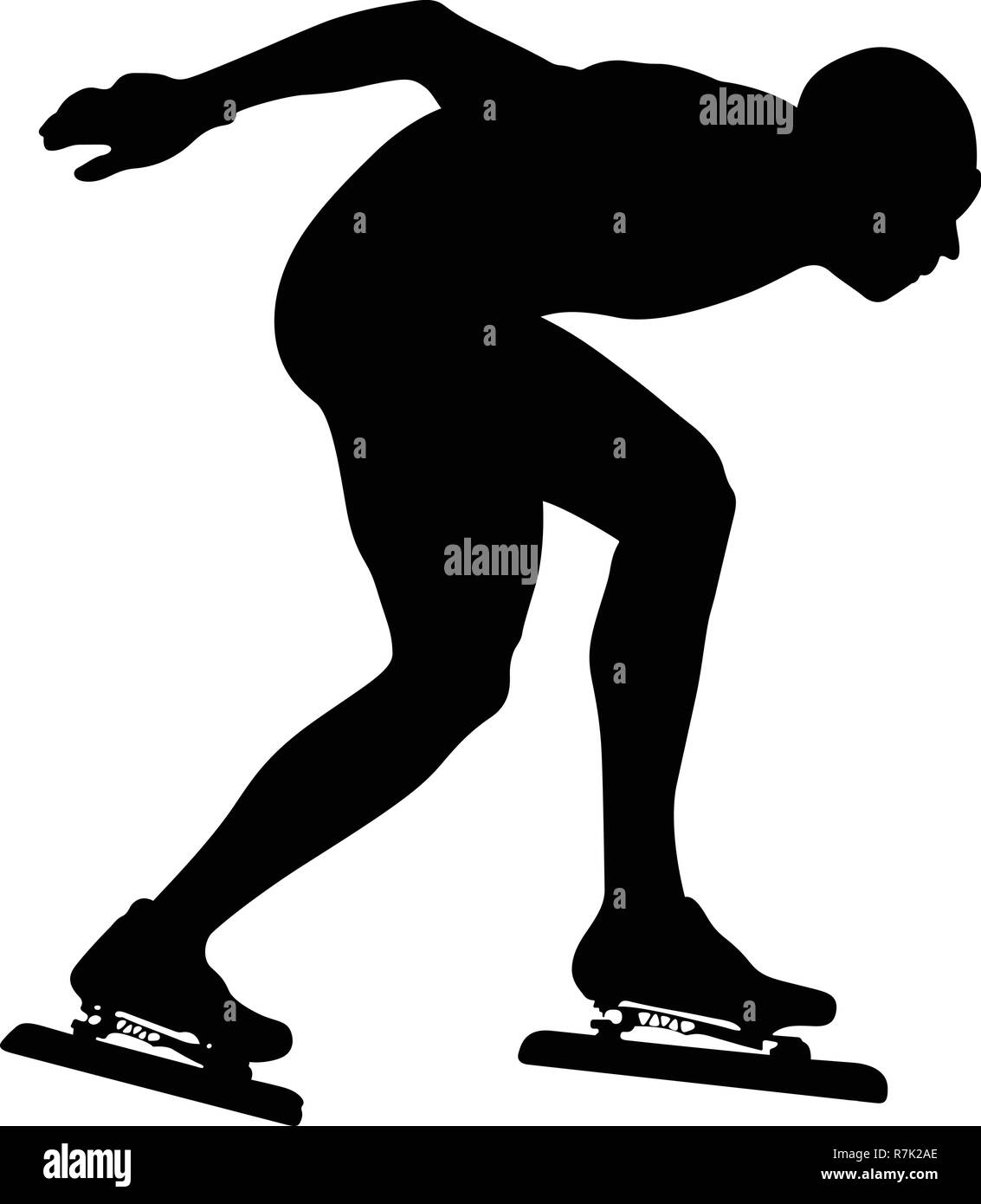 Silhouette noire sport patinage patineur athlète homme Illustration de Vecteur