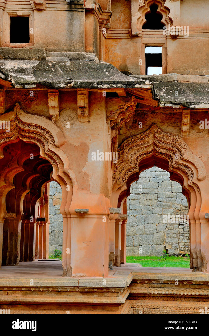 Lotus Mahal ou Temple du Lotus, Hampi, Karnataka, Inde Banque D'Images