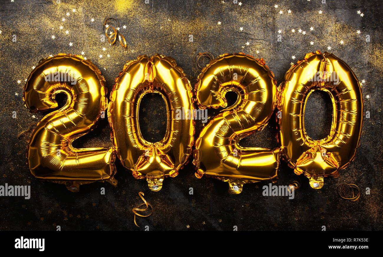 Bonne Année 2020 golden baloons Banque D'Images