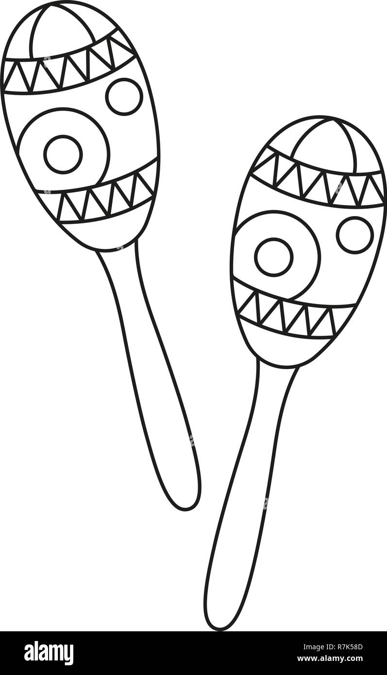 Les dessins au trait noir et blanc les maracas Illustration de Vecteur