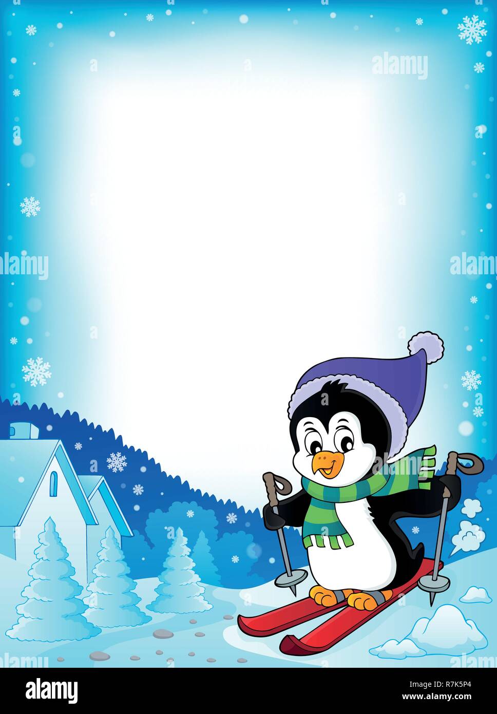 Penguin ski cadre thématique 1 - eps10 vector illustration. Illustration de Vecteur