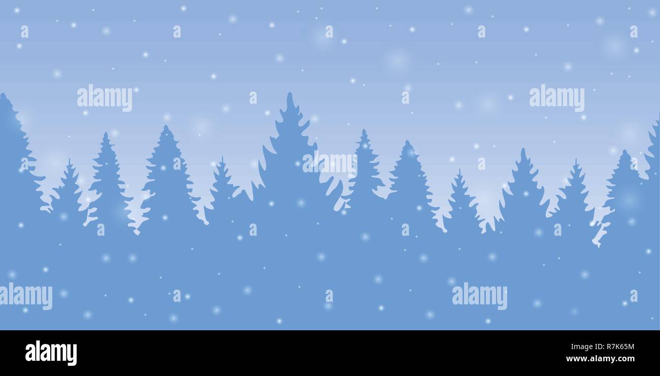 Forêt enneigée hiver bleu avec fond firs vector illustration EPS10 Illustration de Vecteur