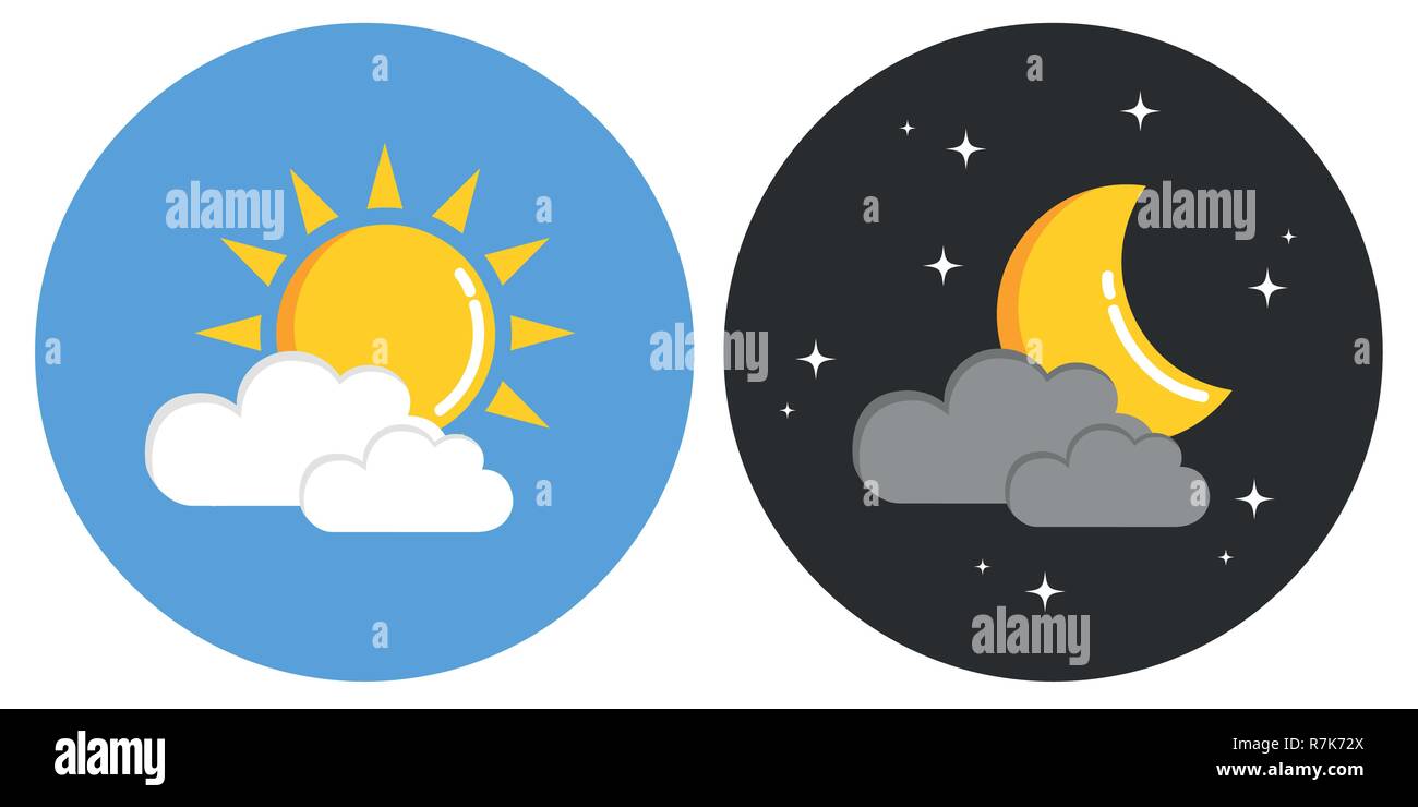 Le soleil et la lune dans le ciel jour et nuit illustration vecteur EPS10 Illustration de Vecteur