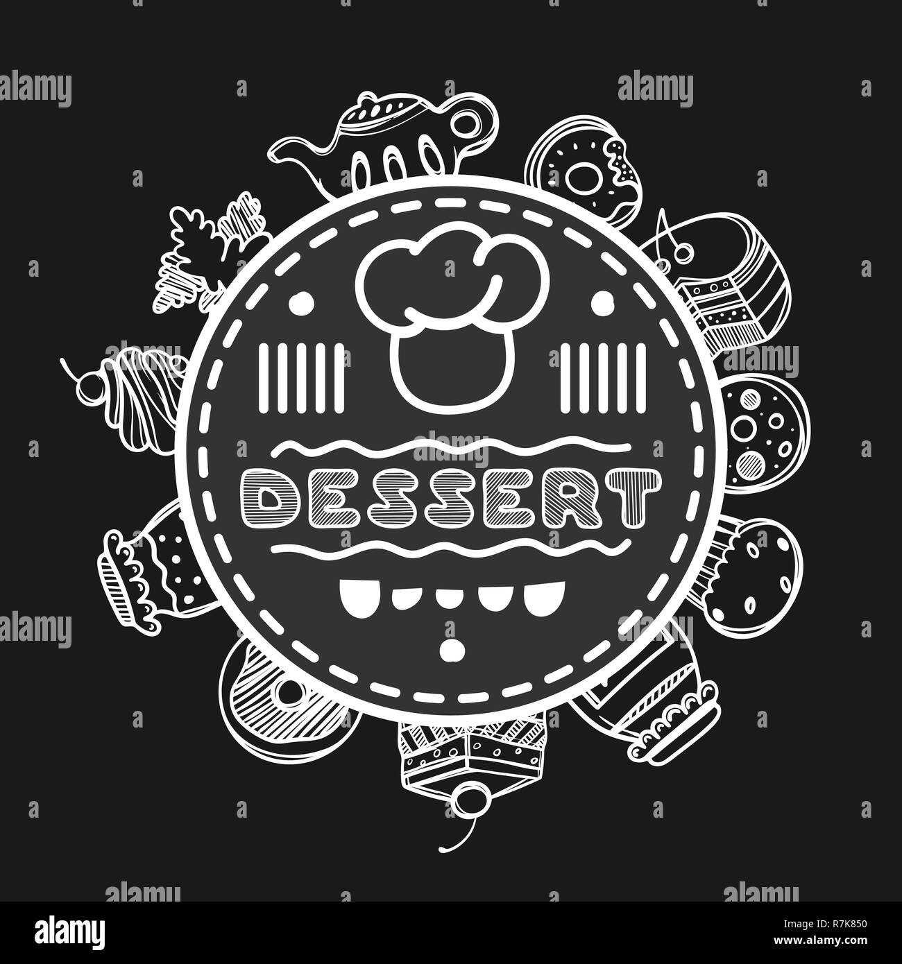 Menu à la main pour cafe avec de la nourriture. Croquis concept illustration. Illustration de Vecteur