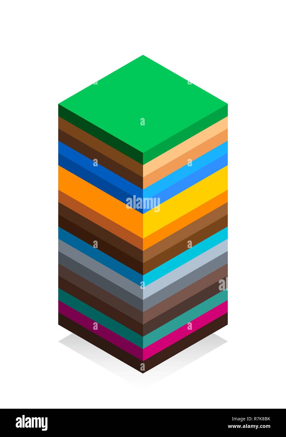 La structure de la terre en style isométrique. Système de dessin animé. Isolé sur fond blanc. Schéma de la géologie. Télévision vector illustration Illustration de Vecteur