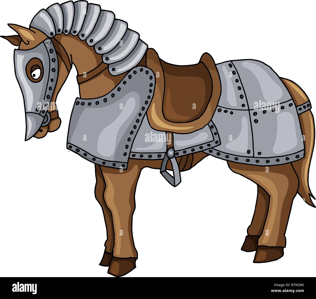 Personnage de cheval de guerre en armure illustration isolé sur fond blanc Illustration de Vecteur