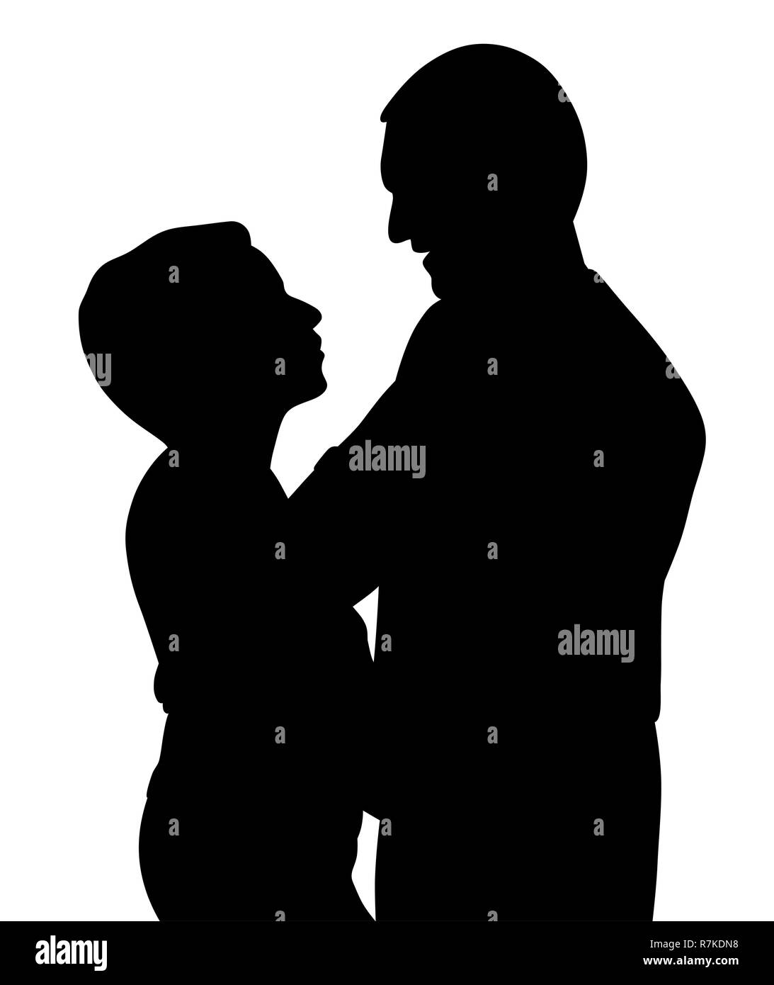 Romantic couple hugging danser et parler Illustration de Vecteur