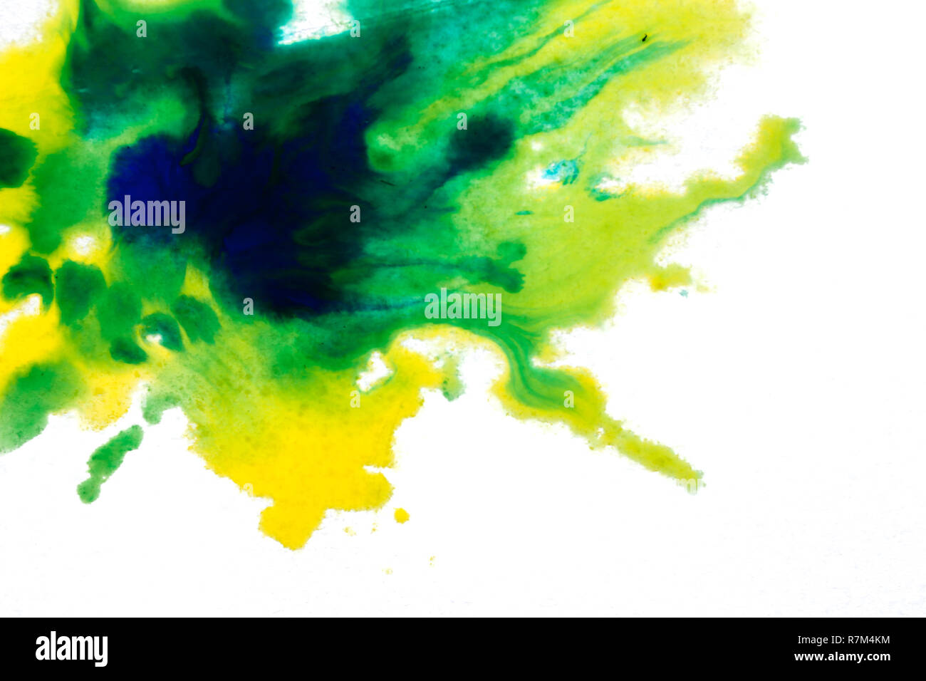 Jaune Vert, floue tache de peinture aquarelle d'arrière-plan. Banque D'Images