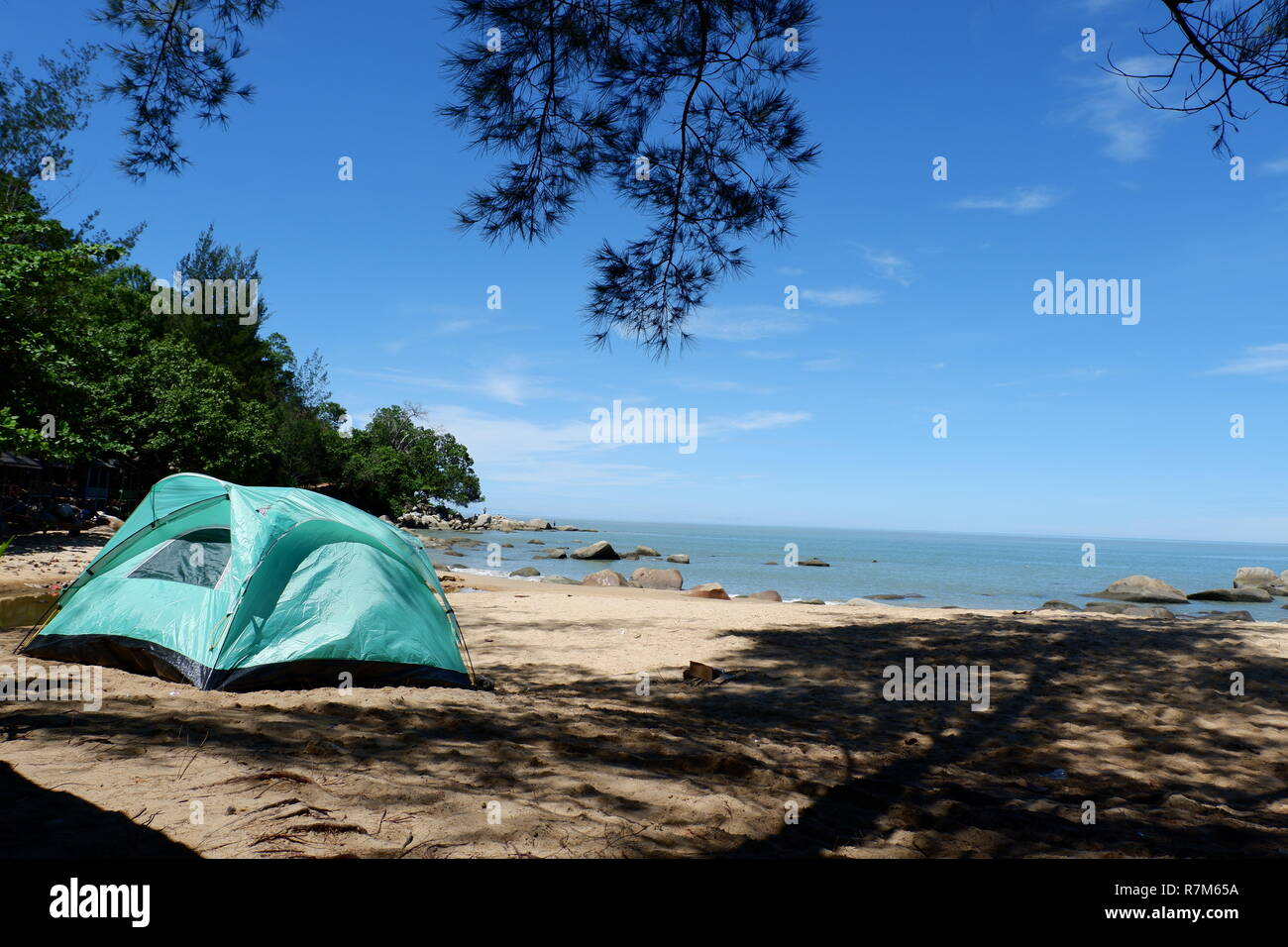 Tente sur la plage Banque D'Images