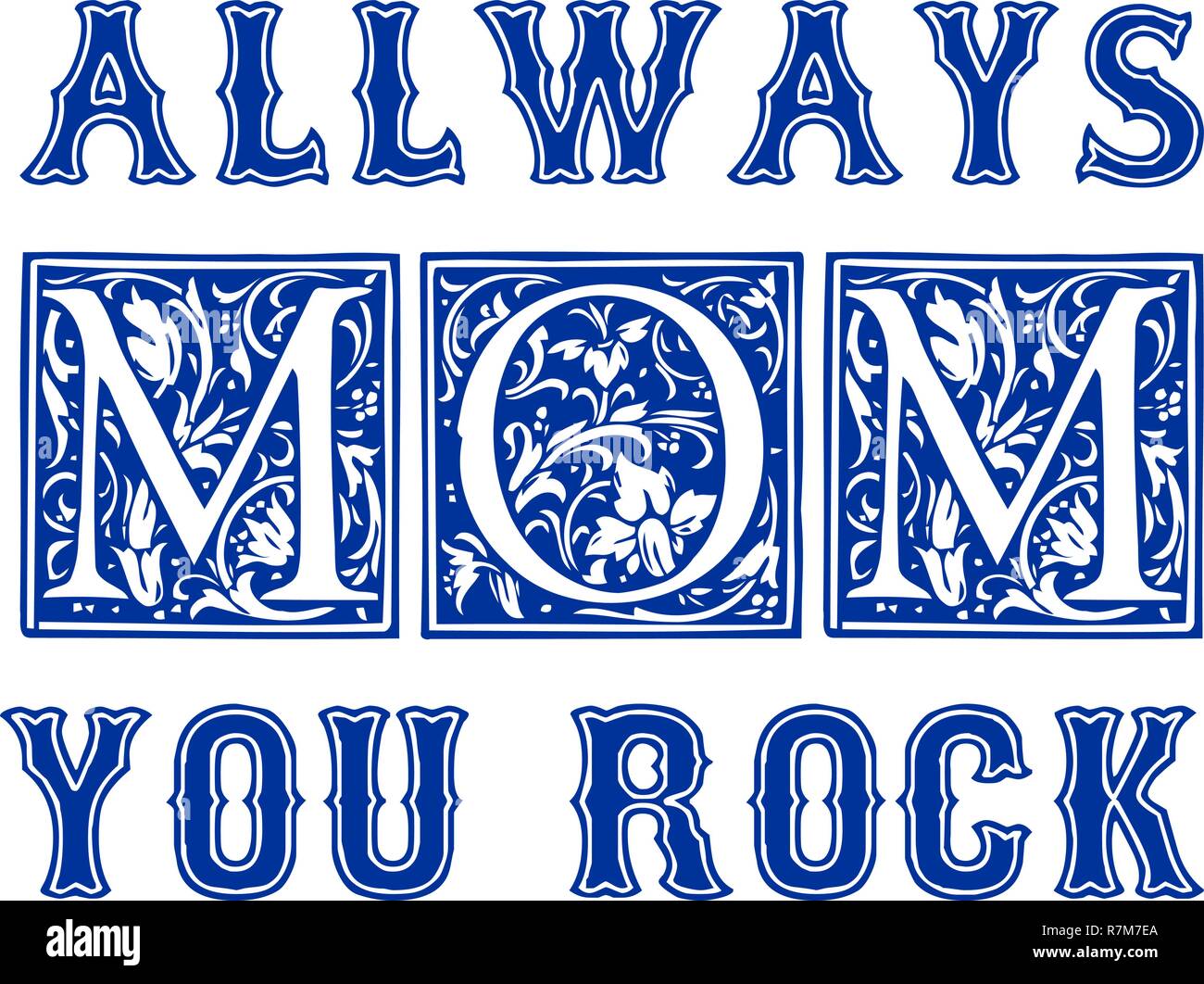 Vous Rock Maman design typographique pour des cartes, affiches, étiquettes, tags, t-shirt print. Illustration de Vecteur