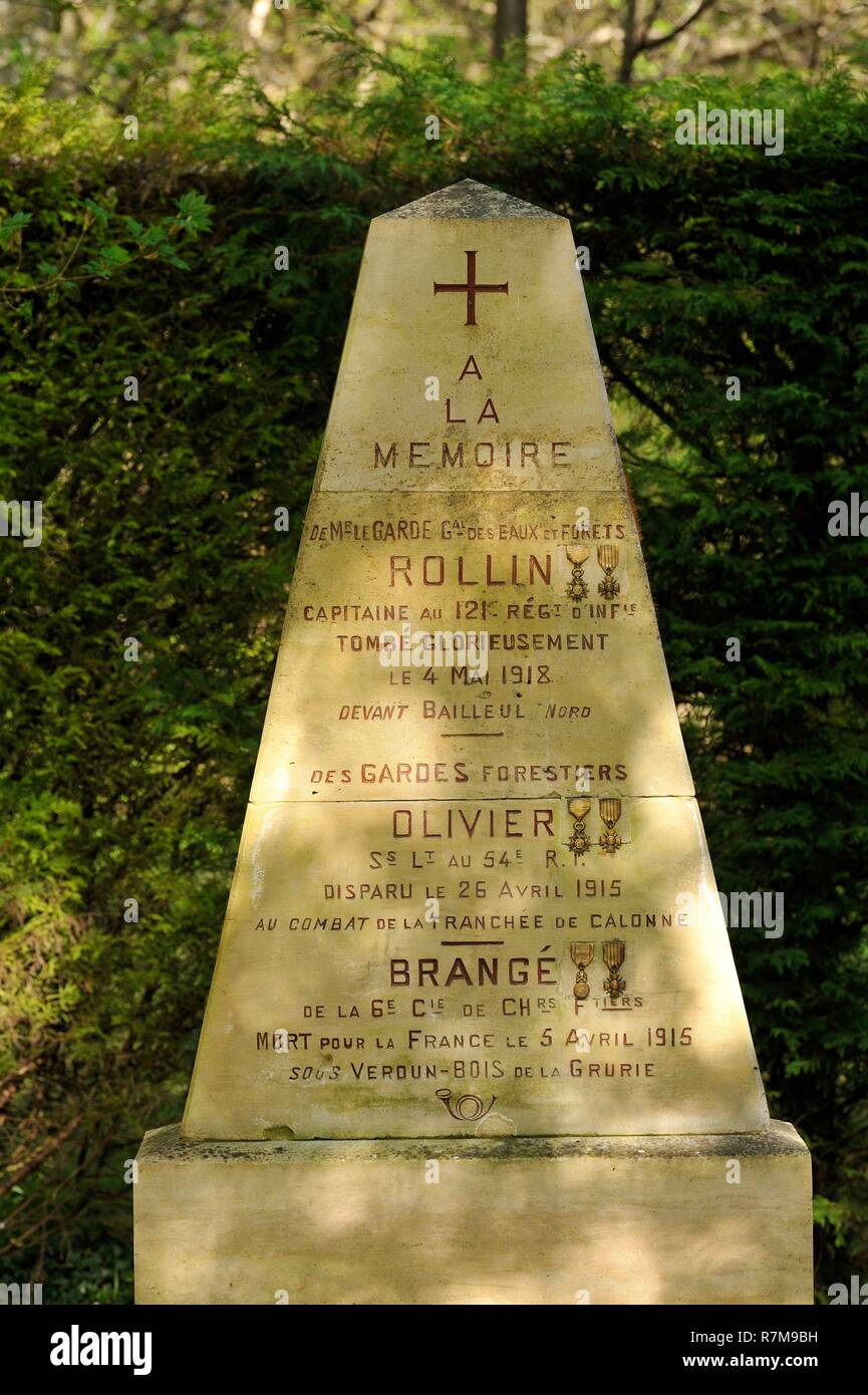La France, l'Oise, Compiègne, de compensation ou de l'Armistice Rethondes clearing, stèle commémorative Photo Stock - Alamy