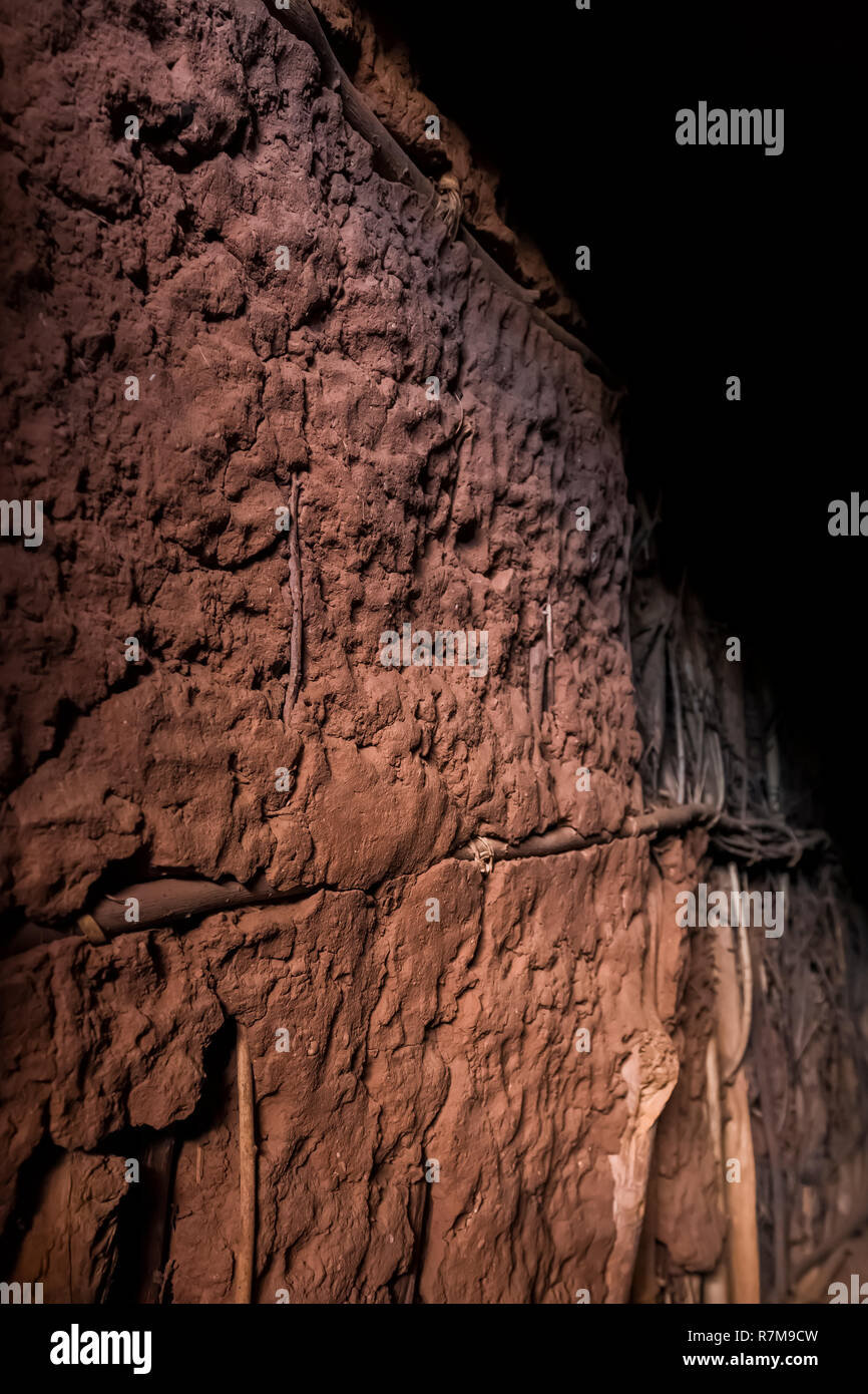 Jacal technique impliquant la construction bois et de la boue à Moon House Ruin sur Cedar Mesa, construit par l'Ancestral Puebloan People et une fois partie d'Ours Banque D'Images