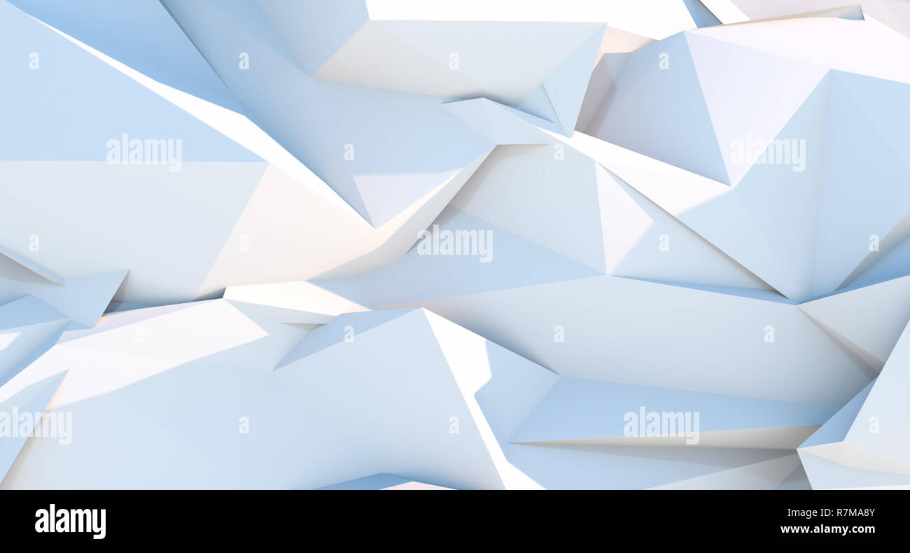 Arrière-plan géométrique triangle polygonale blanc. 3D illustration Banque D'Images