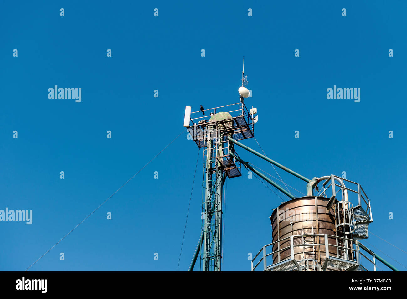 Tower et l'élévateur à grain Banque D'Images