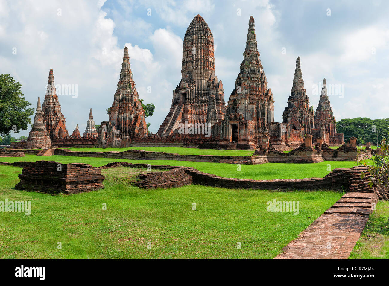 Temple Wat Chaiwatthanaram, UNESCO World Heritage Site, Ayutthaya, Thaïlande Banque D'Images