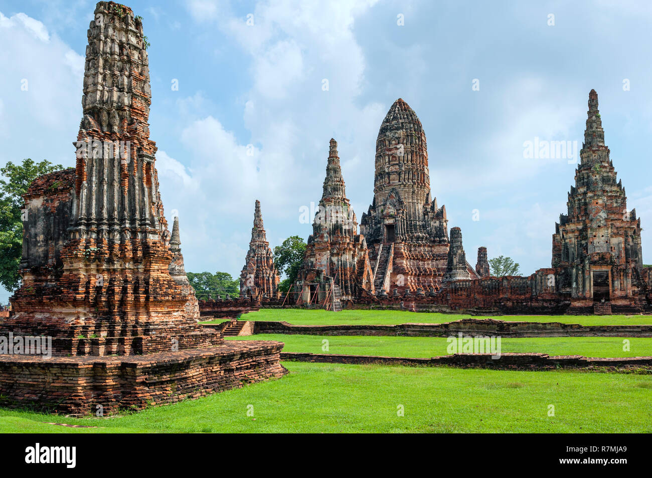 Temple Wat Chaiwatthanaram, UNESCO World Heritage Site, Ayutthaya, Thaïlande Banque D'Images