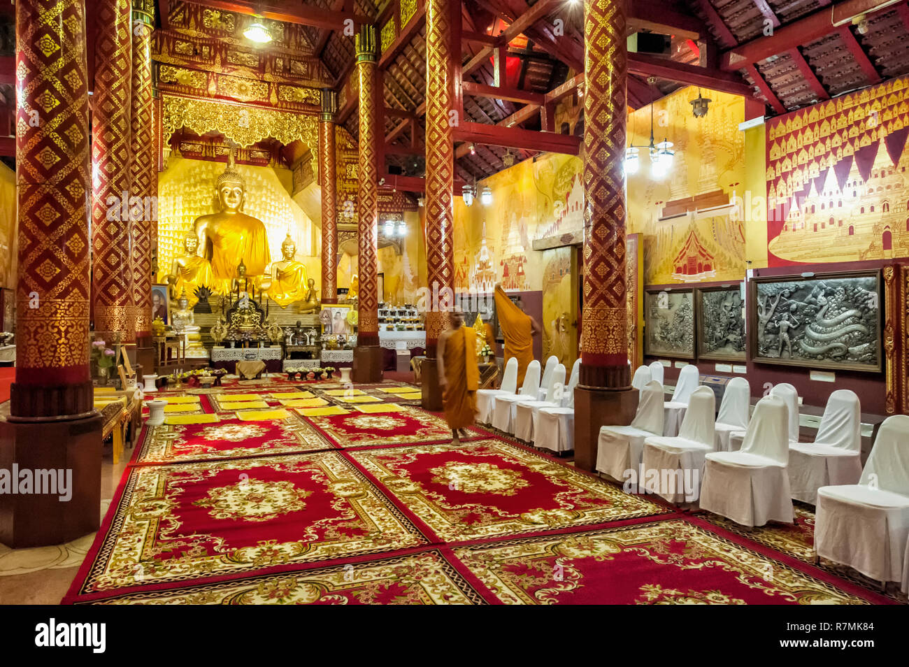 Temple Wat Sri Suphan, vue de l'intérieur, Chiang Mai, Thaïlande Banque D'Images