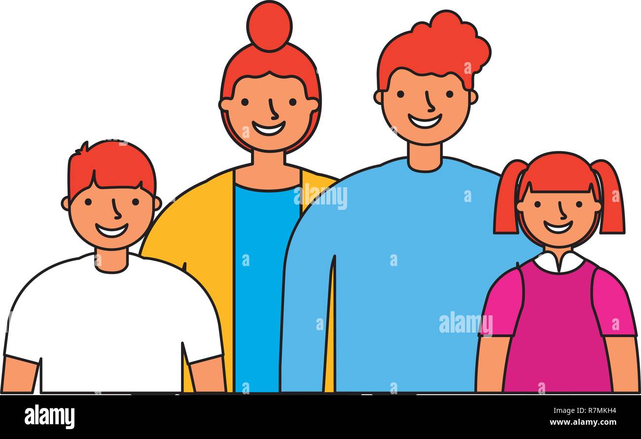 Mère Père Fils et Fille famille Illustration de Vecteur