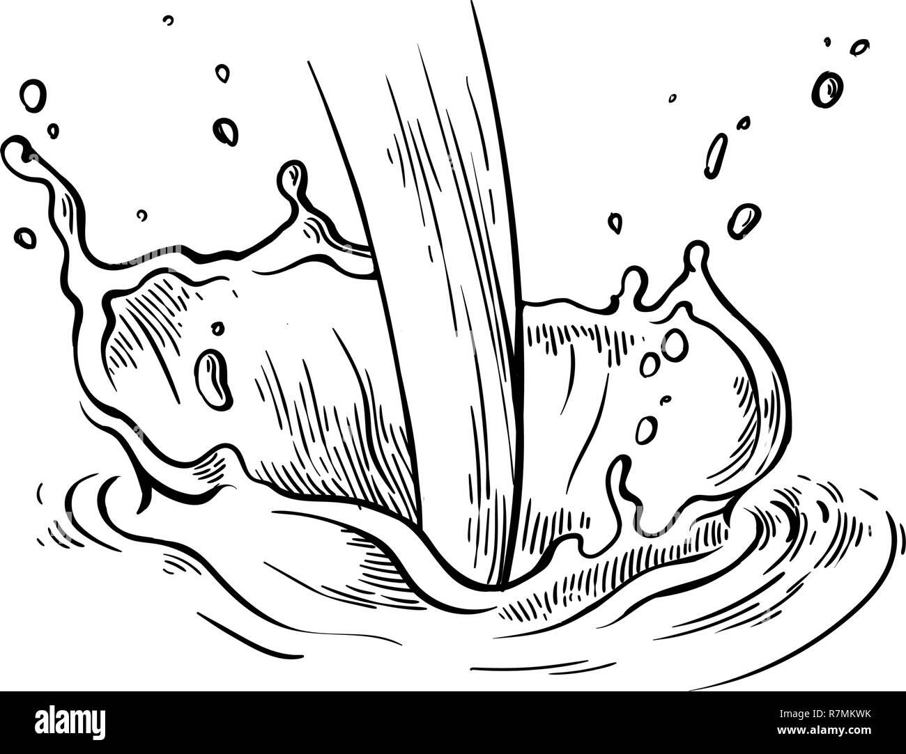 Croquis dessinés à la main, eau ou lait splash crown vector illustration Illustration de Vecteur