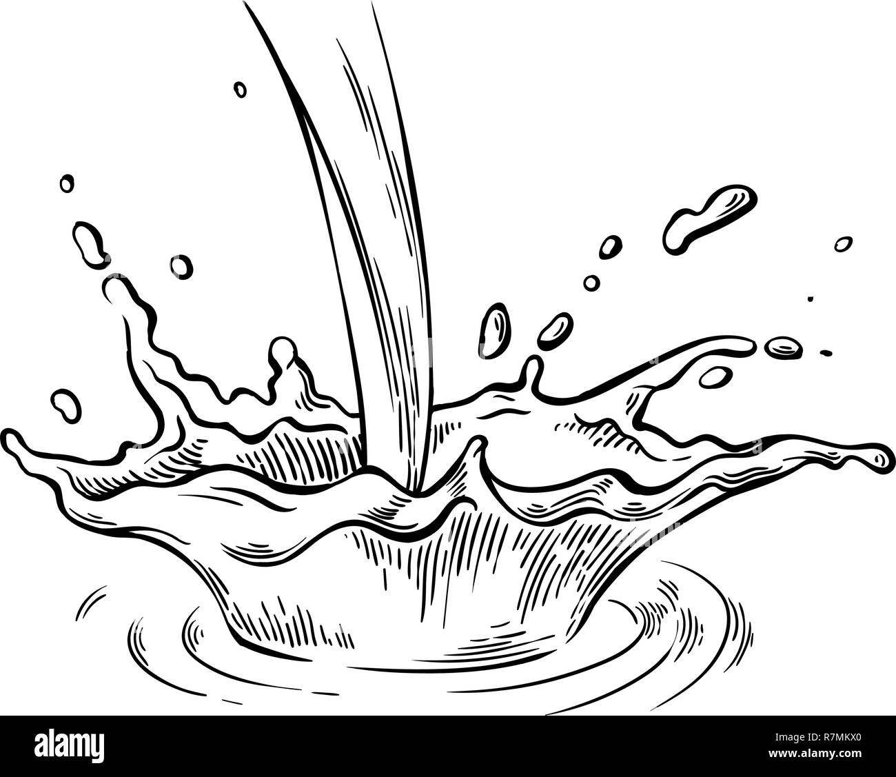 Croquis dessinés à la main, eau ou lait splash crown vector illustration Illustration de Vecteur