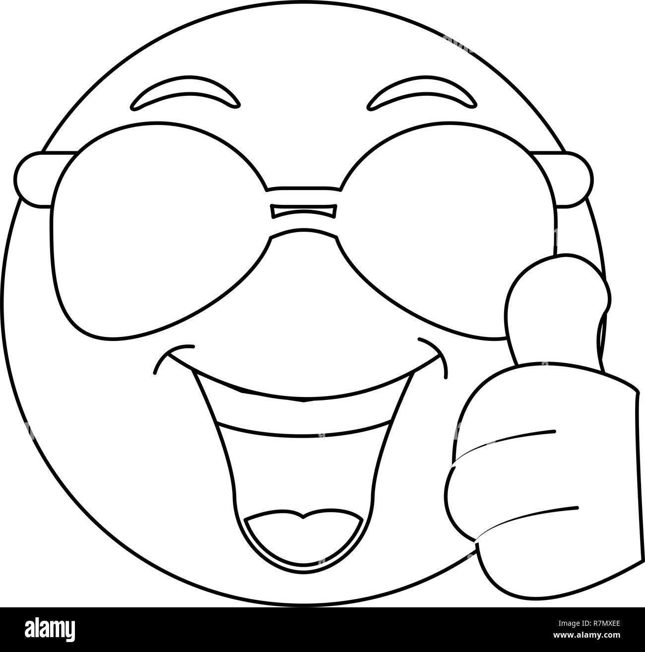 émoticône de lunettes de soleil Banque d'images noir et blanc - Alamy