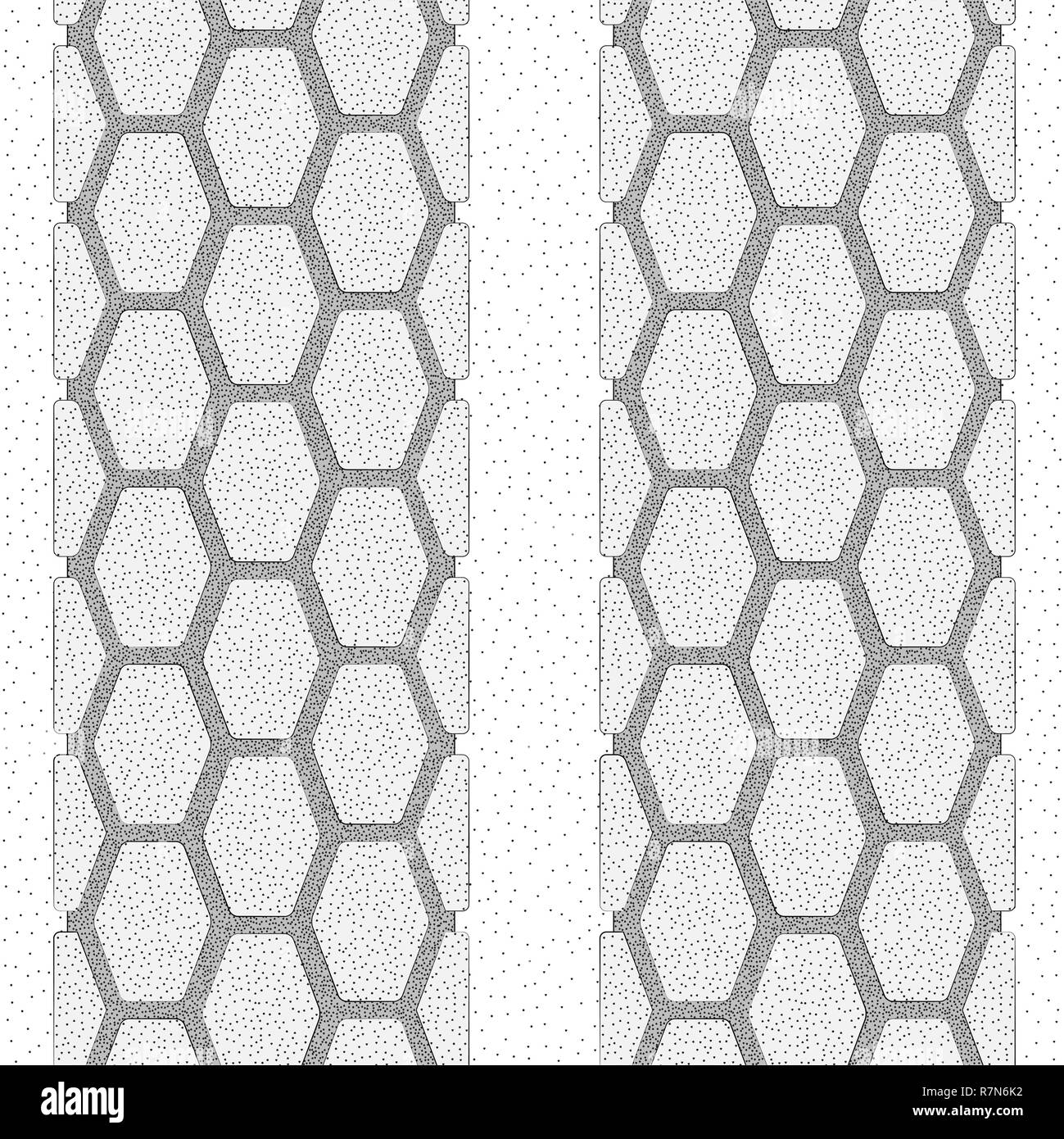 Fond blanc avec des traces de pneus en pointillé gris silhouette Illustration de Vecteur