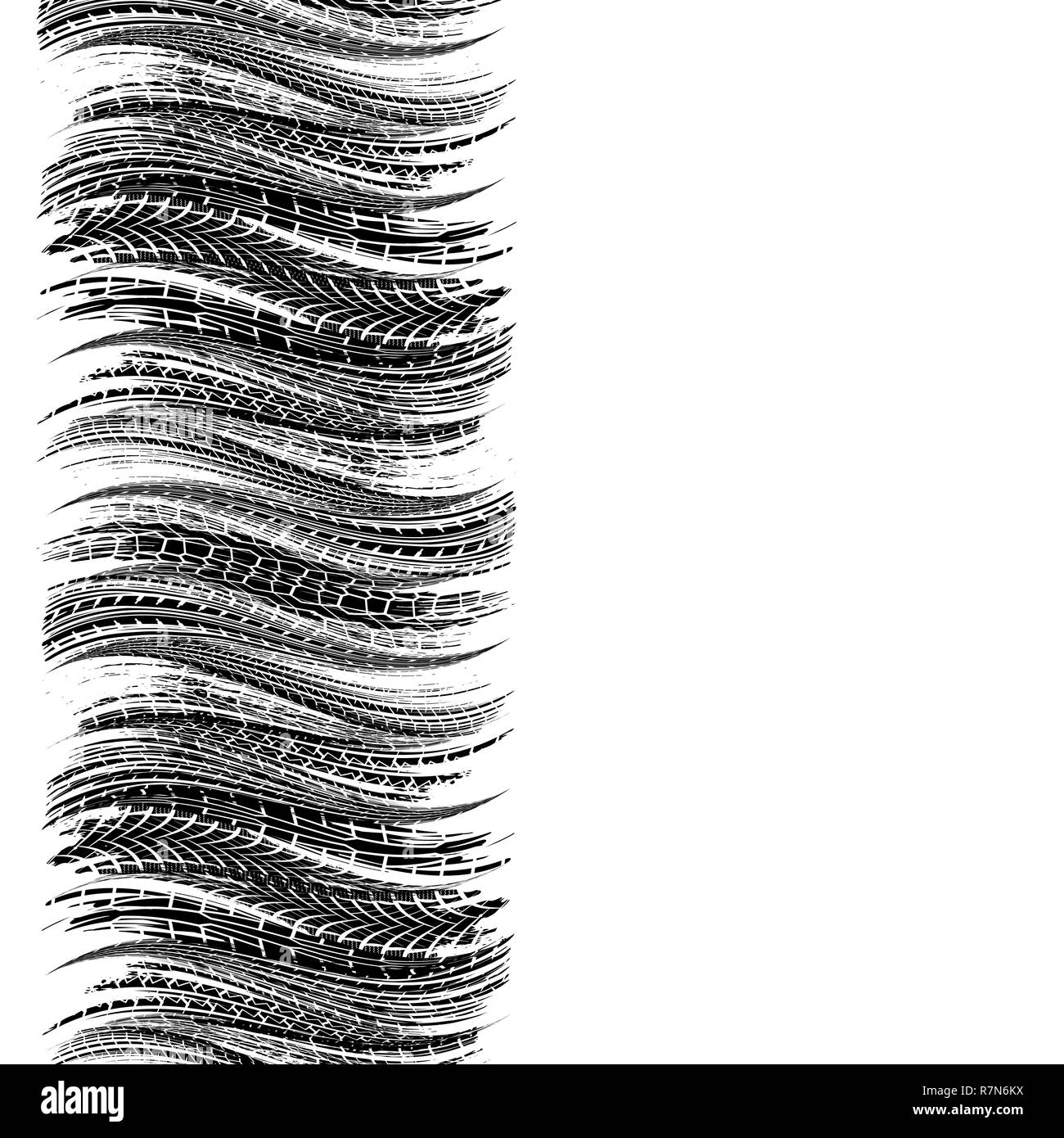 Les traces de pneus d'onde verticale noire isolé sur fond blanc Illustration de Vecteur