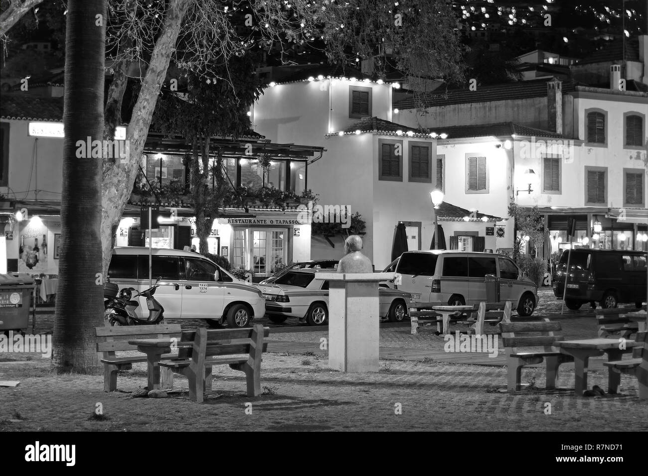 La photographie de nuit dans la vieille ville de Funchal auf Madeira Banque D'Images